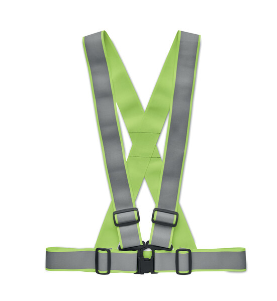 High visibility safety body belt EN17353 - Silver (Lime polyester)
