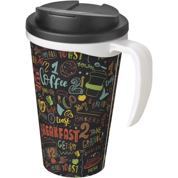 Brite-Americano® Grande 350 ml mug with spill-proof lid - White / Black