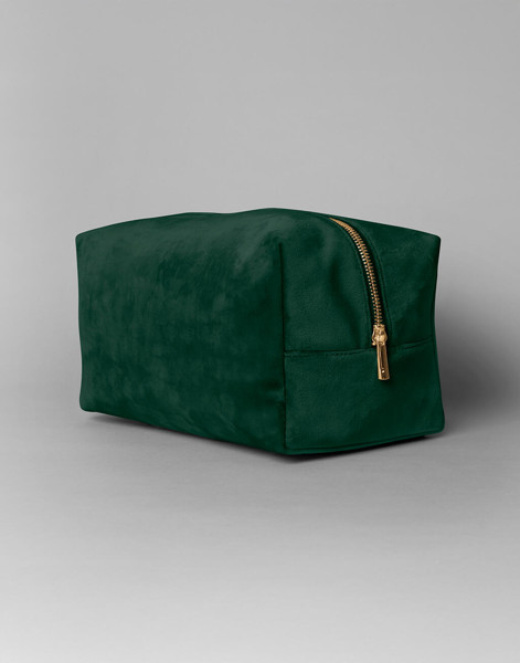 Velvet Toiletry / Accessory Case - Dark Emerald / L