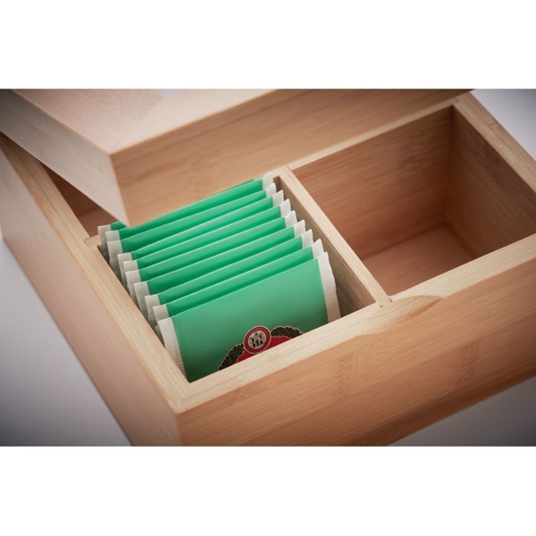 Campo Tea bamboo box, 4 compartments 6x6x6cm
