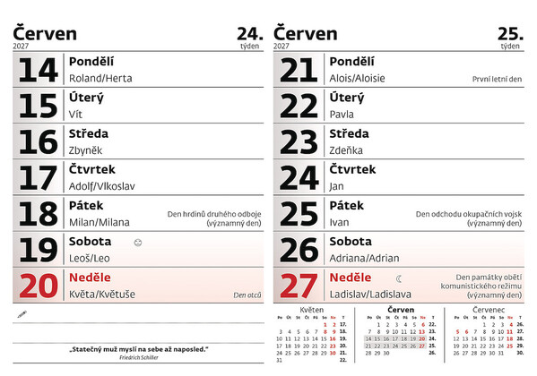 Stolní kalendář Dvoutýdenní s citáty