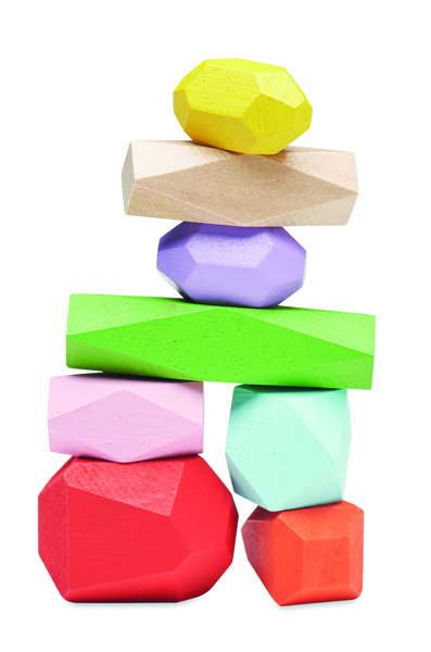 8 stacking wood rocks in pouch Dolmen