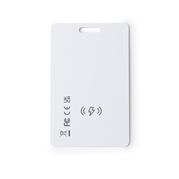 Personalised card-format ABS tracker with wireless charging