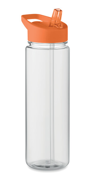 Steklenica iz reciklirane PET plastike s preklopnim pokrovčkom Alabama, 650 ml - Oranžna