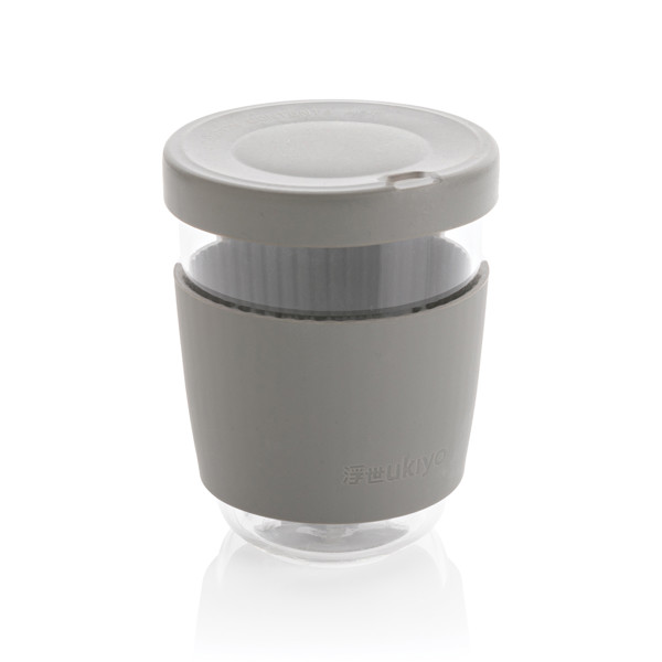 Ukiyo borosilicate glass with silicone lid and sleeve - Grey