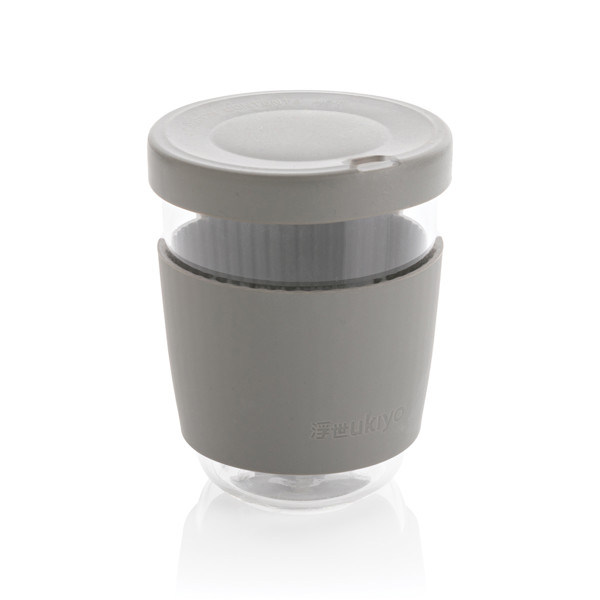 Ukiyo borosilikatni kozarec, silikonski tulec, 360 ml - Siva
