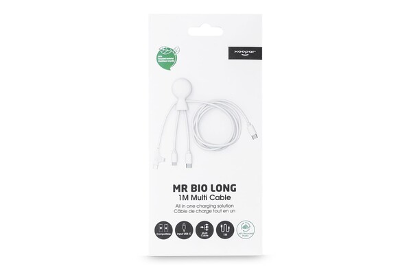 Câble USB-C long Xoopar Mr. Bio de 1 mètre - Blanc