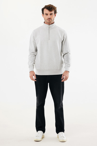 Svetr se čtvrtečním zipem IQONIQ Elgon z recykl. bavlny - Light Heather Grey / L