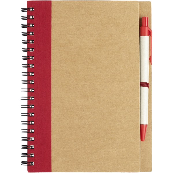 Priestly A6 Recycling Notizbuch mit Stift - Natur / Rot