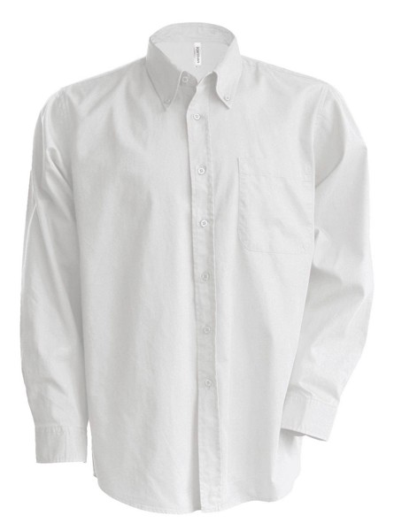 Men's Long-Sleeved Oxford Shirt - White / L