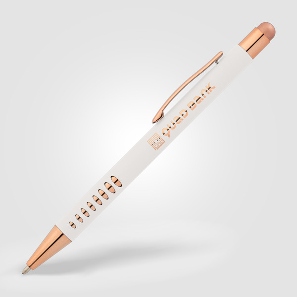 Bowie Rose Gold Stylus Pen - White / 4 Colour inkjet