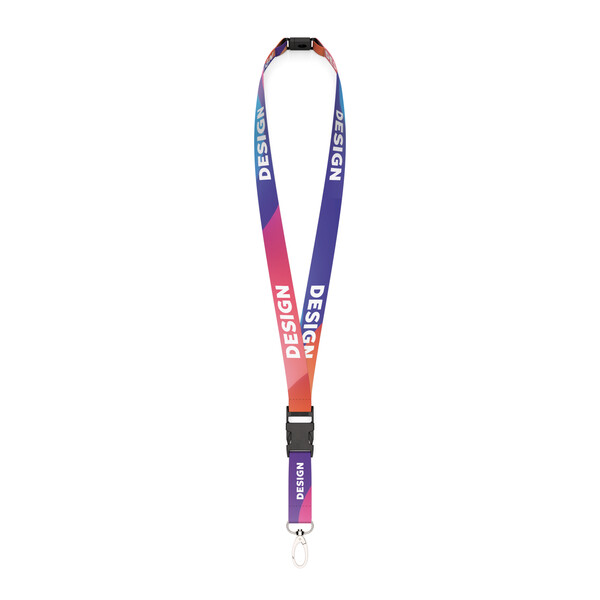 Abnehmbares recyceltes Polyester (rPET) sublimiertes Lanyard - 25mm Breite / L1 Ovaler Haken / Sicherheitsverschluss