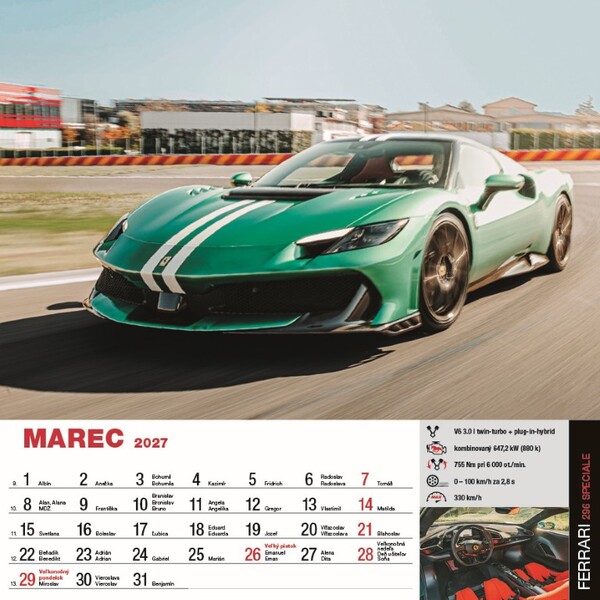 Nástenný Kalendár Sports Cars 2027