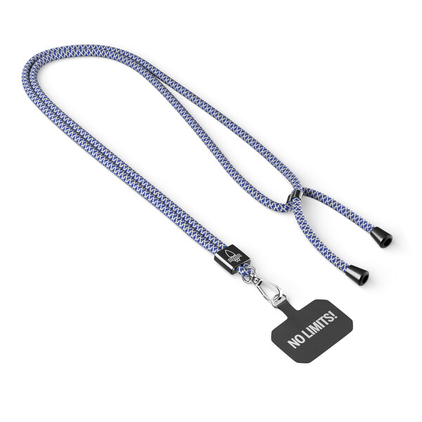Crossbody, trendy 2-tone cord phone holder made of polyester - White / Dark Azure Blue / Black accessories