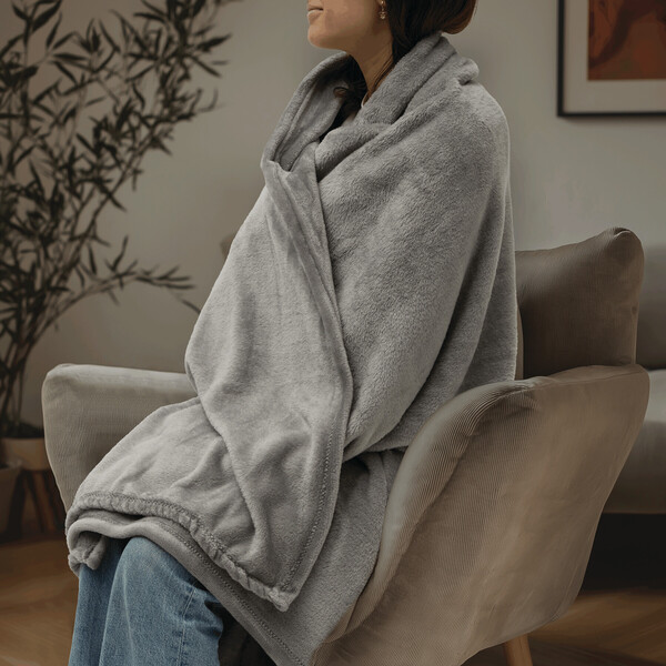 Fleece Throw Blanket Snuggle Dream - Grey