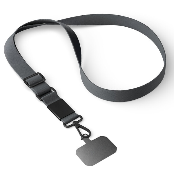 Étui tissé réglable pour téléphone portable avec votre logo gravé sur la plaque métallique. A partir de 100pcs - Gris anthracite