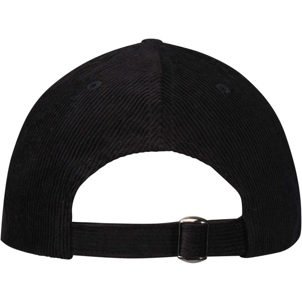 Hutton 6 panel recycled corduroy cap - Solid Black