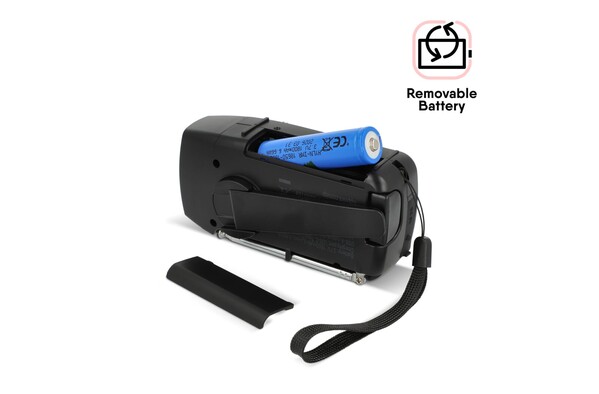 SafeSound Emergency Radio with Solar and Manual Winding - Black