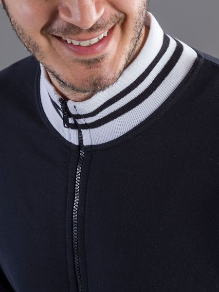 Sweat Full Zip Bicolor - Black White / XL