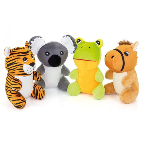4 PLUSH ANIMALS SET "HAPPY ZOO"
