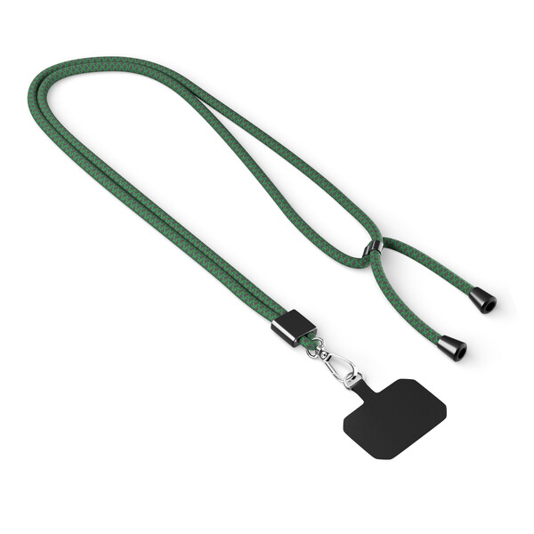 Handykette, trendige 2-tone Kordel mit Universal-Halter aus Polyester - Klassisches Grün / Schwarz / Schwarzer Zubehör