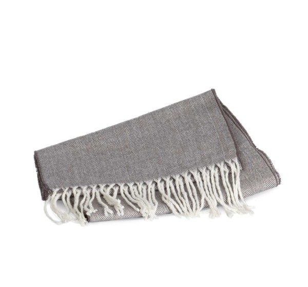 Fringed Scarf - Dark Grey / Natural