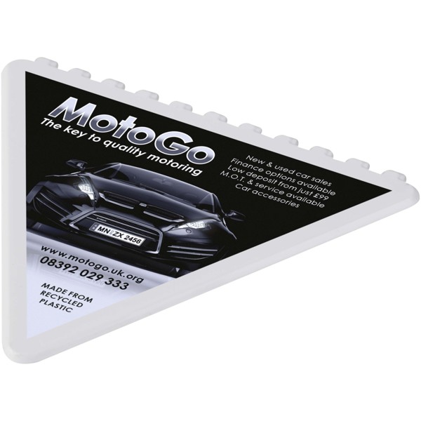 Frosty triangular recycled plastic ice scraper - White