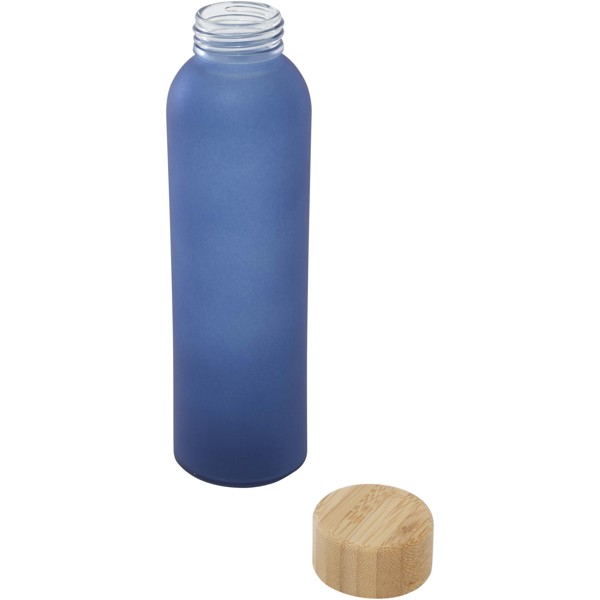 Bottiglia in vetro a calce sodata opaco con coperchio in bambù da 500 ml Lume - Blu oceano