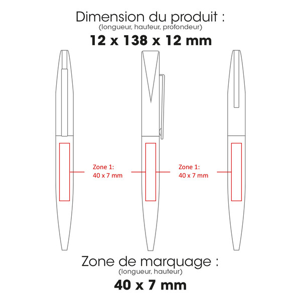 SIM - BND66 - Stylo à bille à torsion en acier inoxydable recyclé