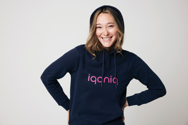 Sweat à capuche en coton recyclé Iqoniq Jasper - Bleu Marine / M