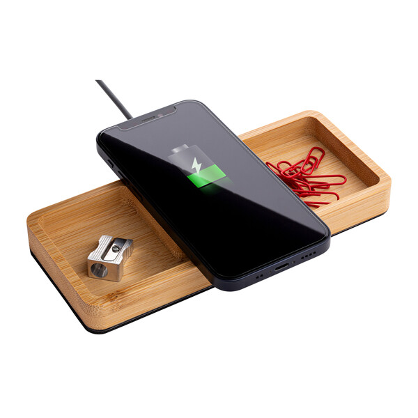 Organisateur de bureau avec chargeur sans fil BAMBOOCHARGE / 15 Watt