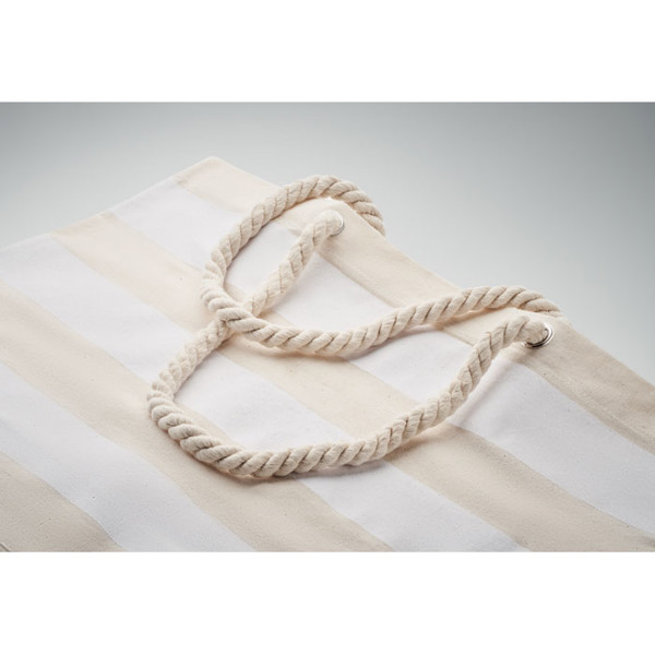 Bombažna torba za plažo Heaven Stripe, 220 g/m² - Bela