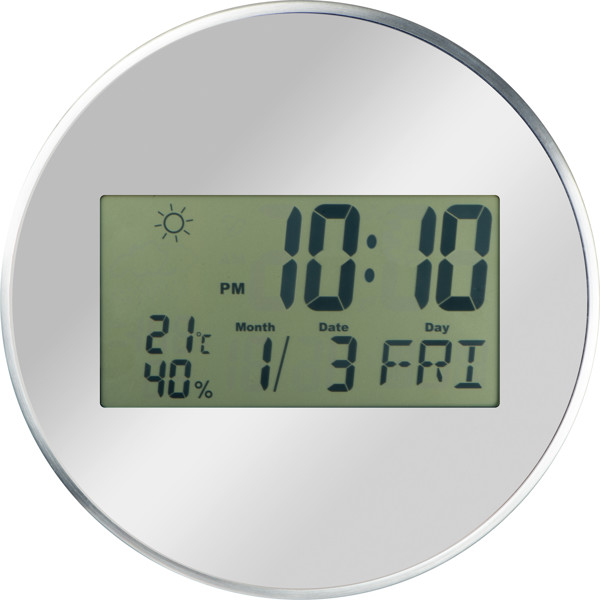 TEOBALD Ceas perete cu display digital - Silvergrey