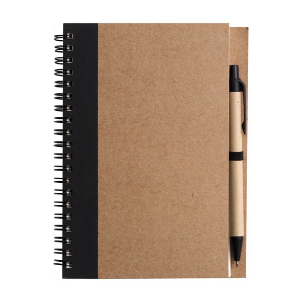 Notebook Stella | Recycled cardboard | Lined | With ballpen - black