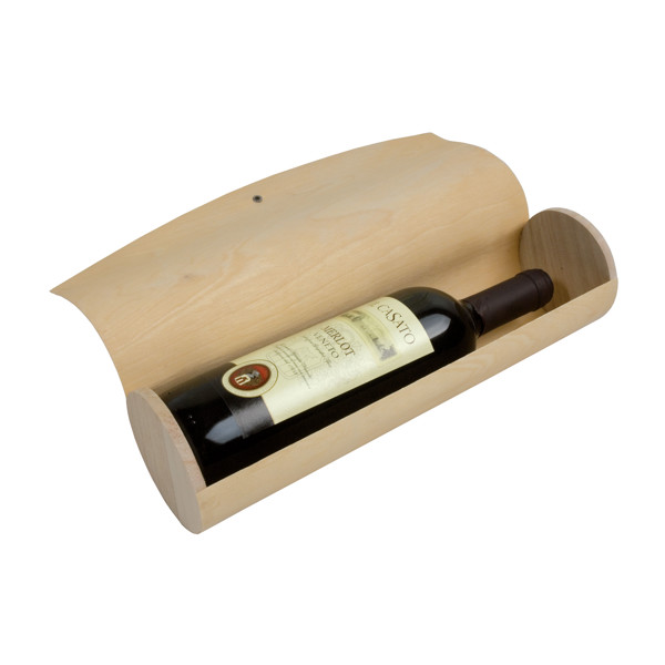 Cylindrical Pine Wood Bottle Holder (1 Bottle) With Elastic Closure