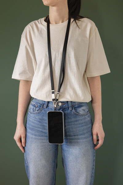 Crossbody lanyard Nivo RCS z recyklovaného PET - Černá