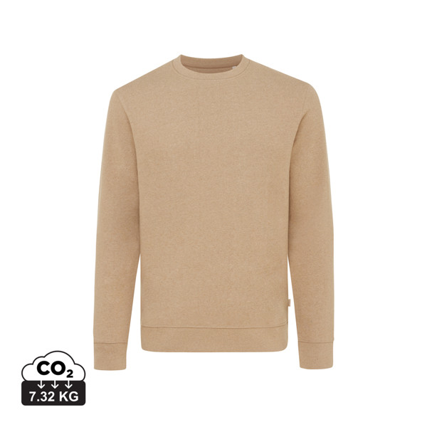 Pull à col rond en coton recyclé non teinté Iqoniq Denali - Heather Brown / L