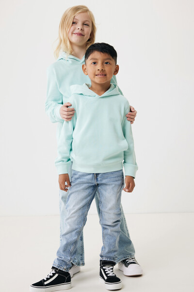 IQONIQ Yengo kids recycled cotton hoodie with sidepockets - Crushed Mint / 34