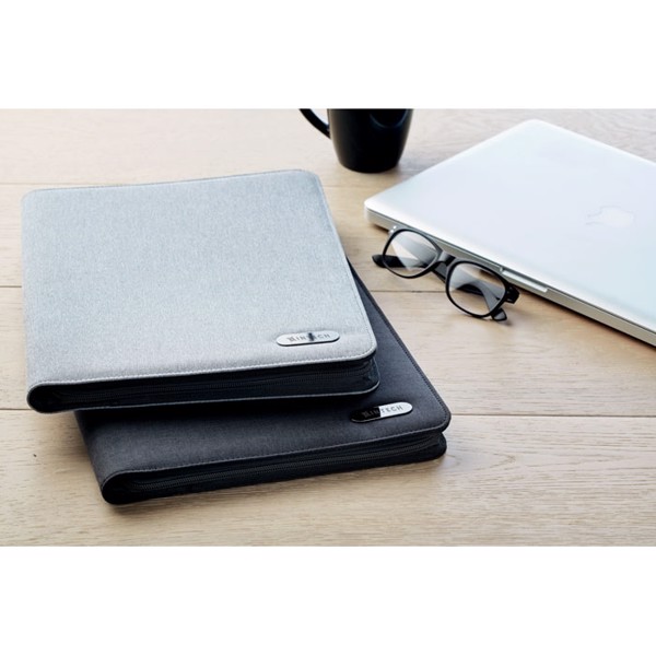Notes Folder A4, zipped, 20 pages, 3 compartments - Grey
