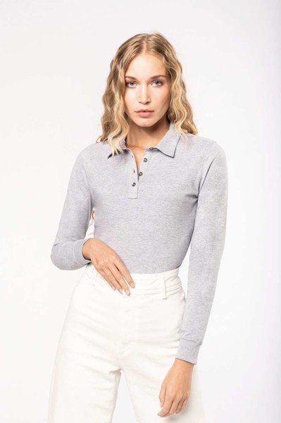 Ladies' Long Sleeve Jersey Polo Shirt - Black / M