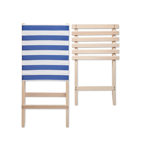 Foldable wooden beach chair Marinero - White / Blue