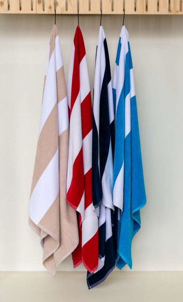 Olima „Classic Marine” Beach Velour Towel - Chilli Red / White