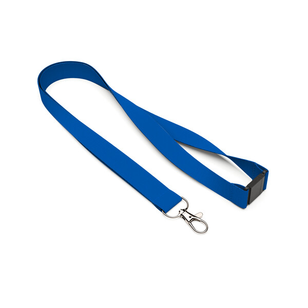 Fita de pescoço em poliéster serigrafada - céu azul claro / 20mm width / Mosquetão metálico / Fecho de segurança