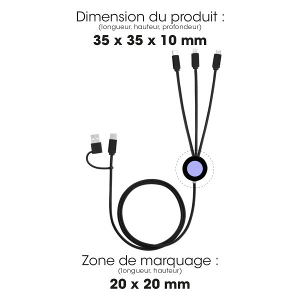 EKO - CABLE 5 EN 1 RECYCLÉ A CHARGE RAPIDE 20W POWER DELIVERY