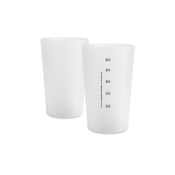 GOBELET PLASTIQUE REUTILISABLE 39 cl RAS BORD - Blanc opaque