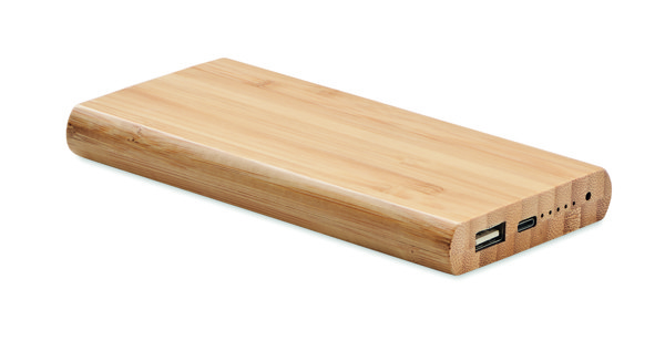 Arena C bamboo power bank, 6000 mAh, 15W wireless