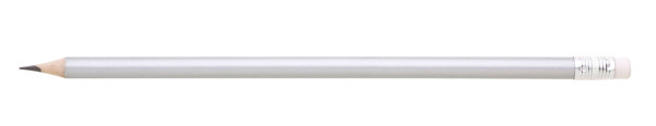 Lungo pencil with eraser, 190x6 mm - Silver