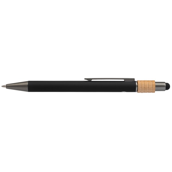 Reborn Spinner Stylo en aluminium recyclé avec stylet - breveté - Noir / Jet d’encre 4 couleurs