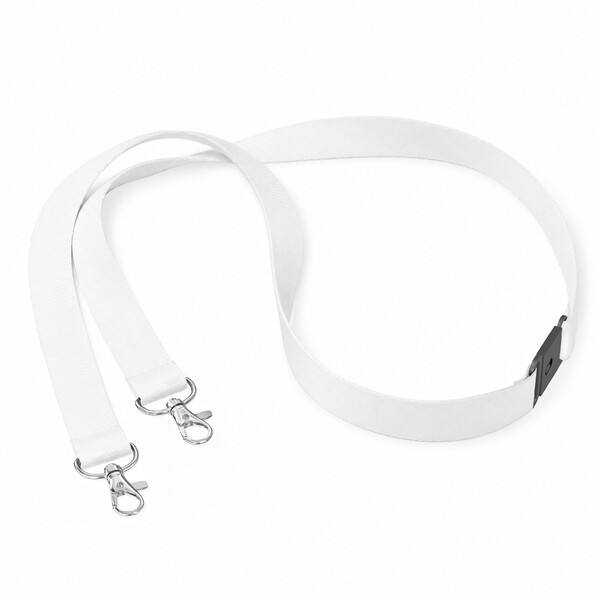 Lanyard en polyester recyclé (rPET) sublimé avec 2 clips - 15mm de largeur / Mousqueton en métal / Rupture de sécurité