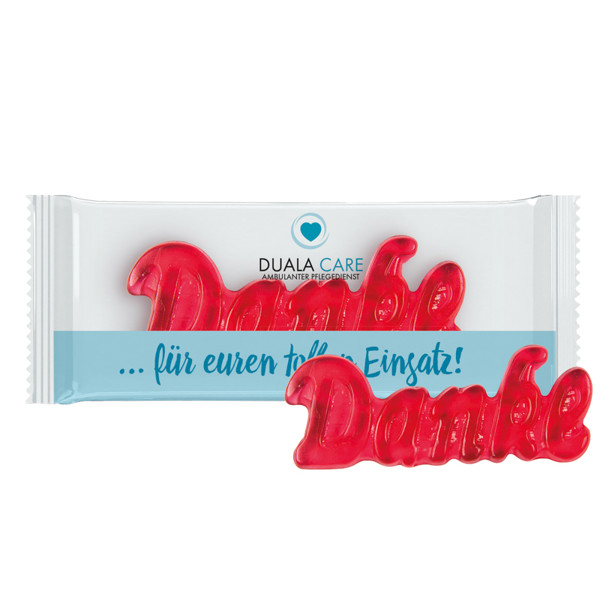 Trolli jelly gum single "danke", foil transparent | Foil: transparent